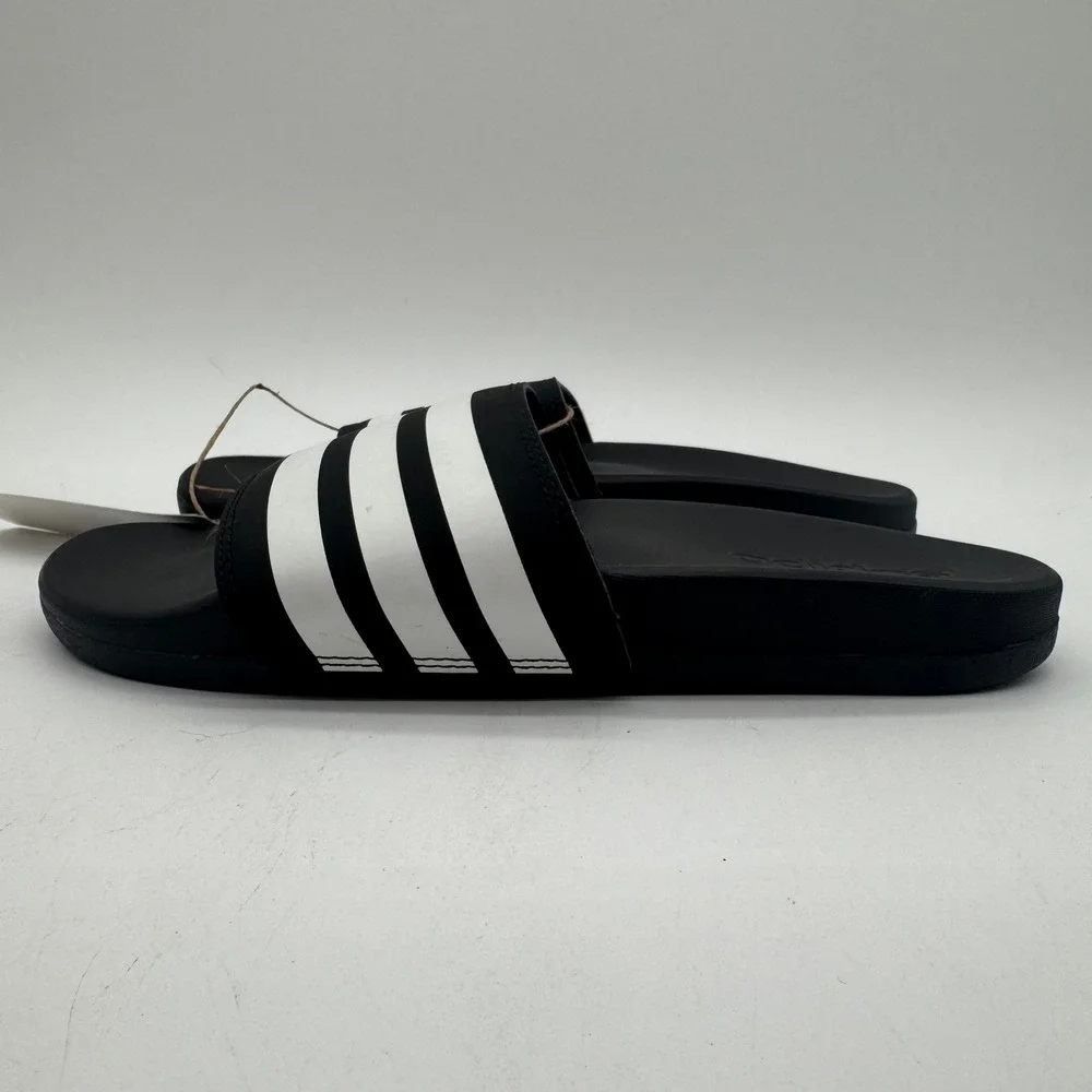 Adidas Adilette Comfort Slides Black White 3-Stripes Unisex US Men's 5 Women's 6